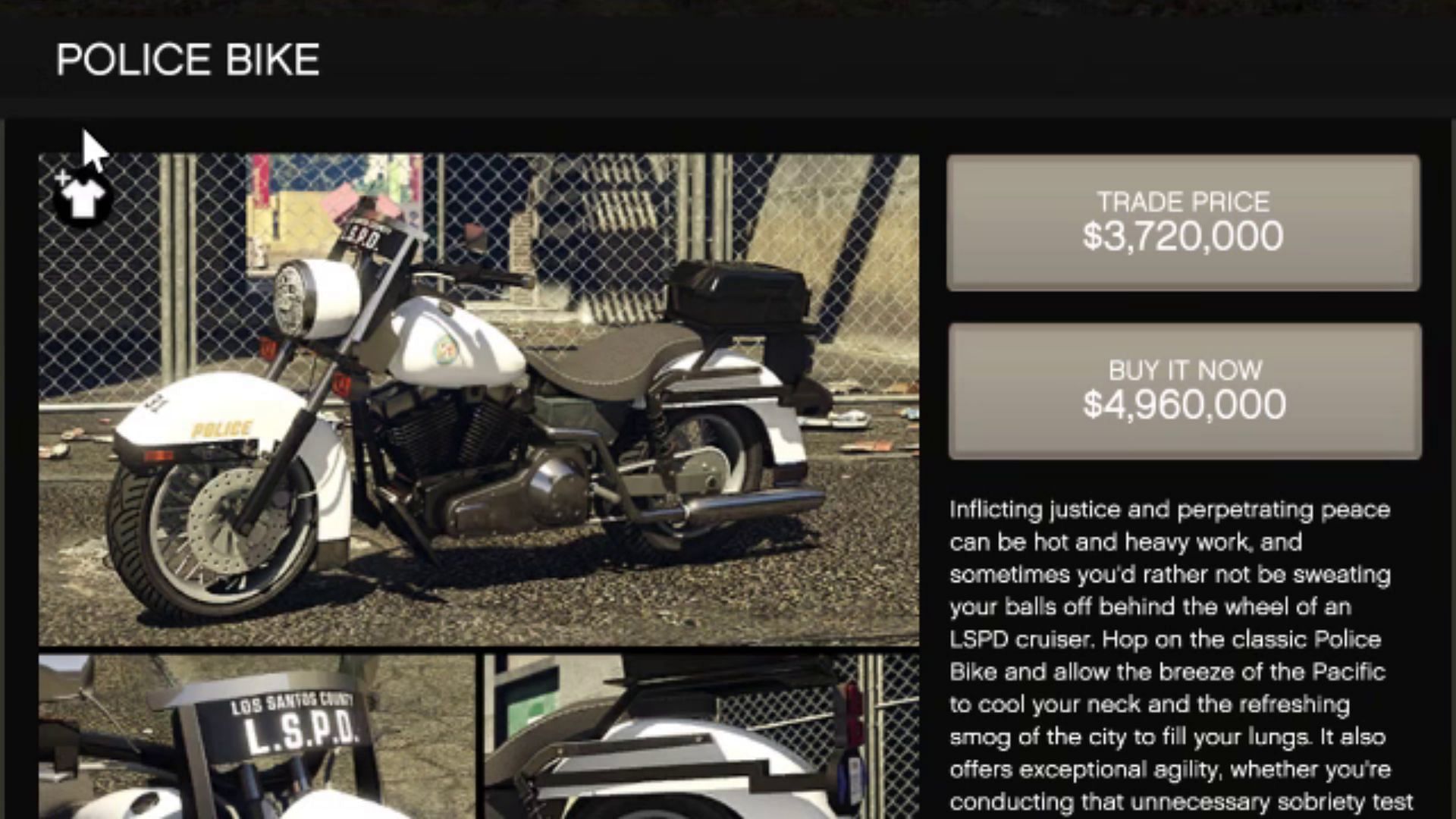 Open justice on Police bike in GTA Online (Image via Rockstar Games)
